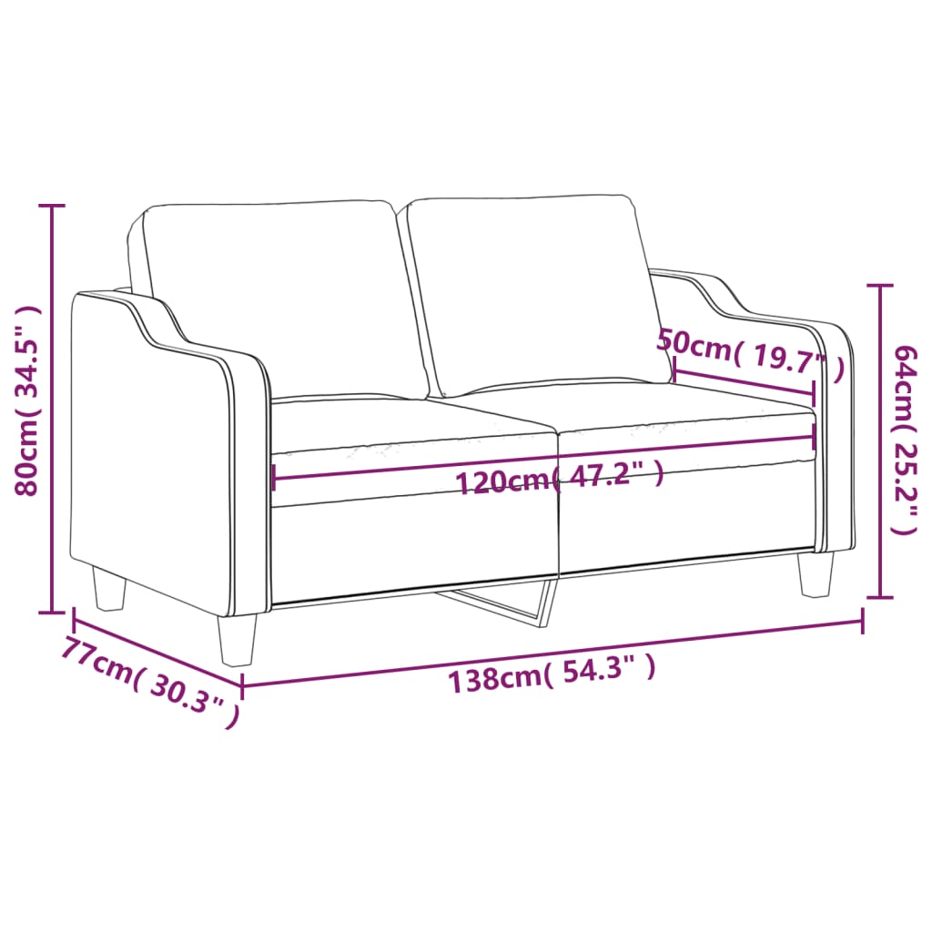 Canapea cu 2 locuri, crem, 120 cm, material textil - Lando