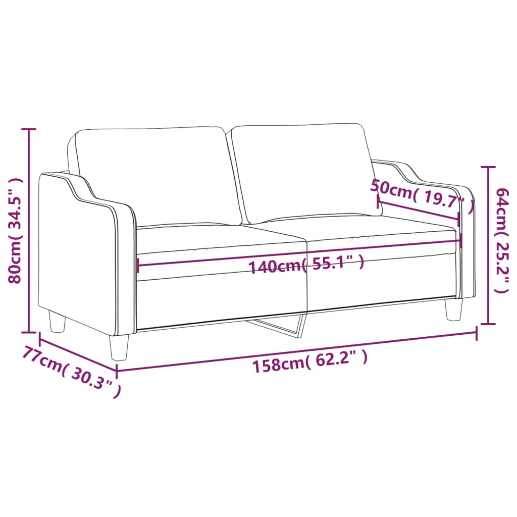 Canapea cu 2 locuri, crem, 140 cm, material textil - Lando