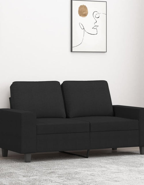 Încărcați imaginea în vizualizatorul Galerie, Canapea cu 2 locuri, negru, 120 cm, material textil
