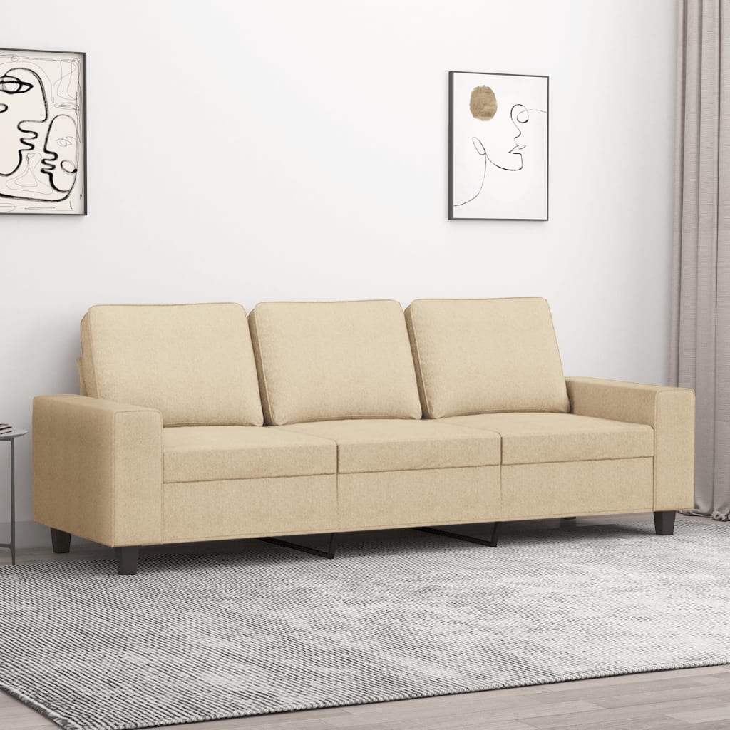 Canapea cu 3 locuri, crem, 180 cm, material textil - Lando