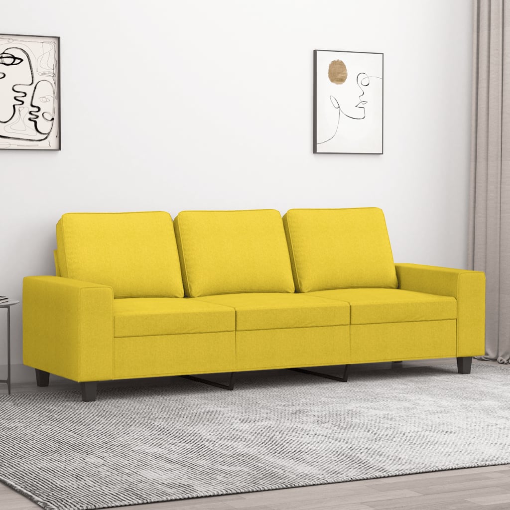 Canapea cu 3 locuri, galben deschis, 180 cm, material textil - Lando