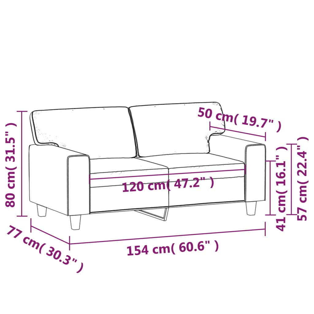 Canapea cu 2 locuri, gri, 120 cm, piele ecologică - Lando