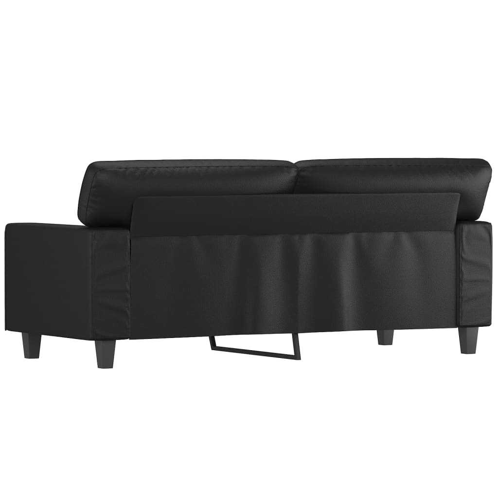 Canapea cu 2 locuri, negru, 140 cm, piele ecologică - Lando