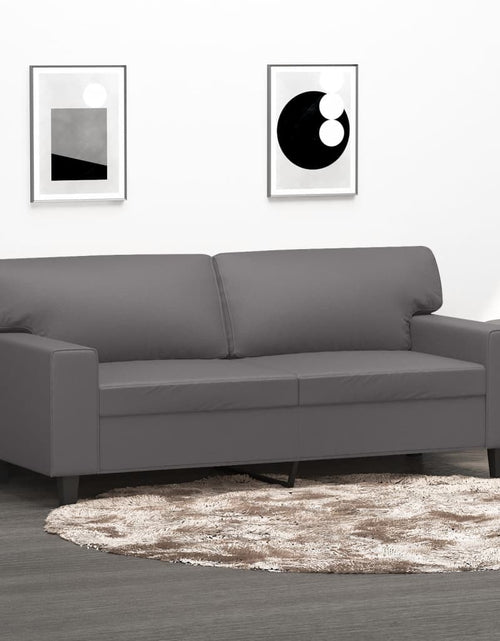 Încărcați imaginea în vizualizatorul Galerie, Canapea cu 2 locuri, gri, 140 cm, piele ecologică - Lando
