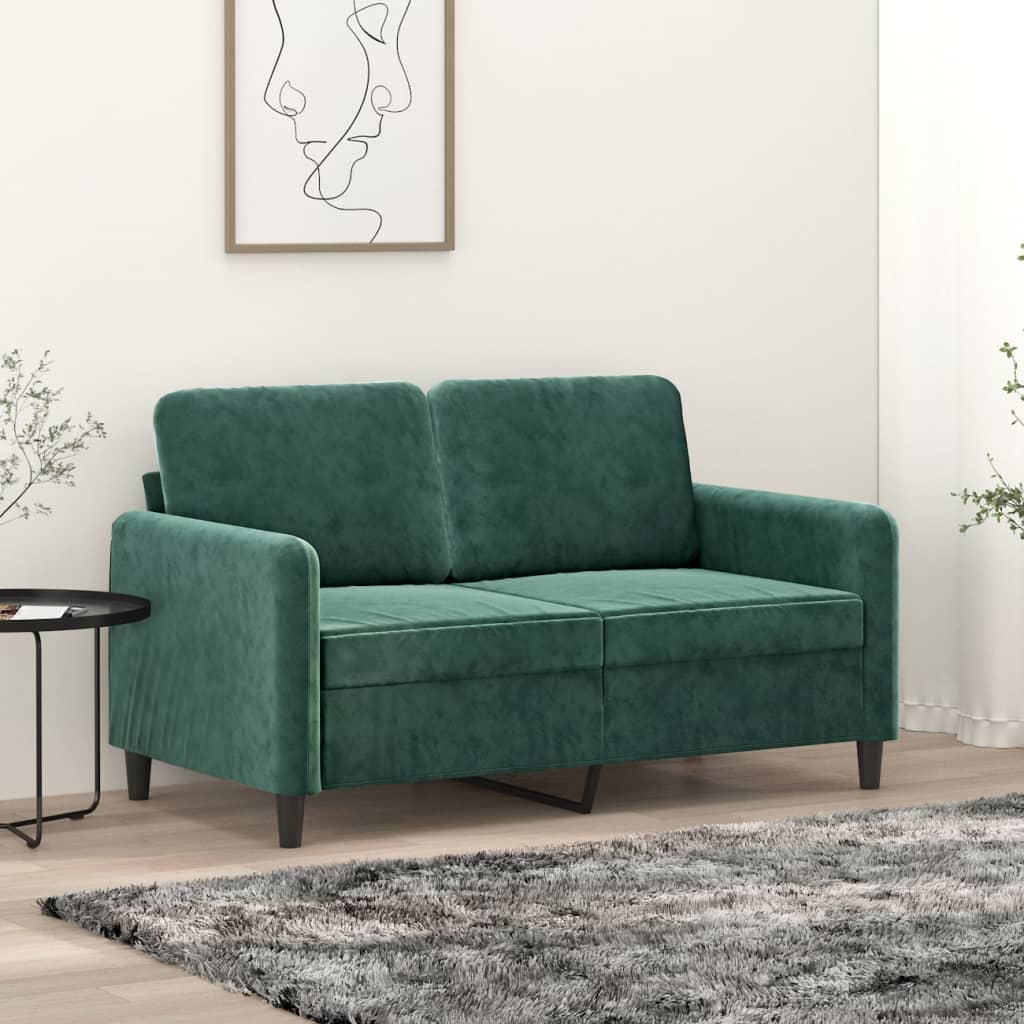 Canapea cu 2 locuri, verde închis, 120 cm, catifea - Lando