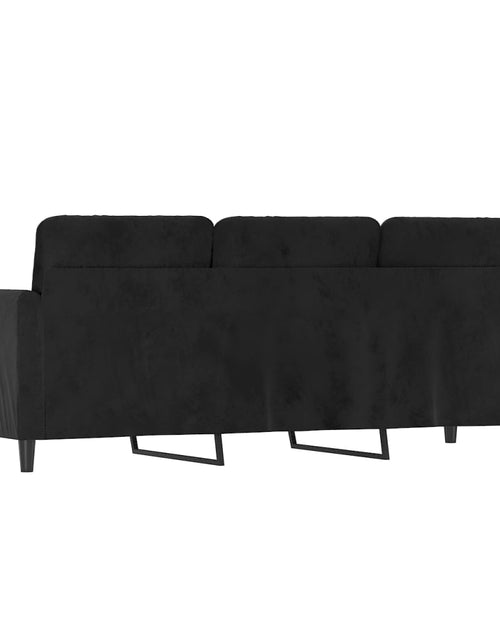 Încărcați imaginea în vizualizatorul Galerie, Canapea cu 3 locuri, Negru, 180 cm, catifea - Lando
