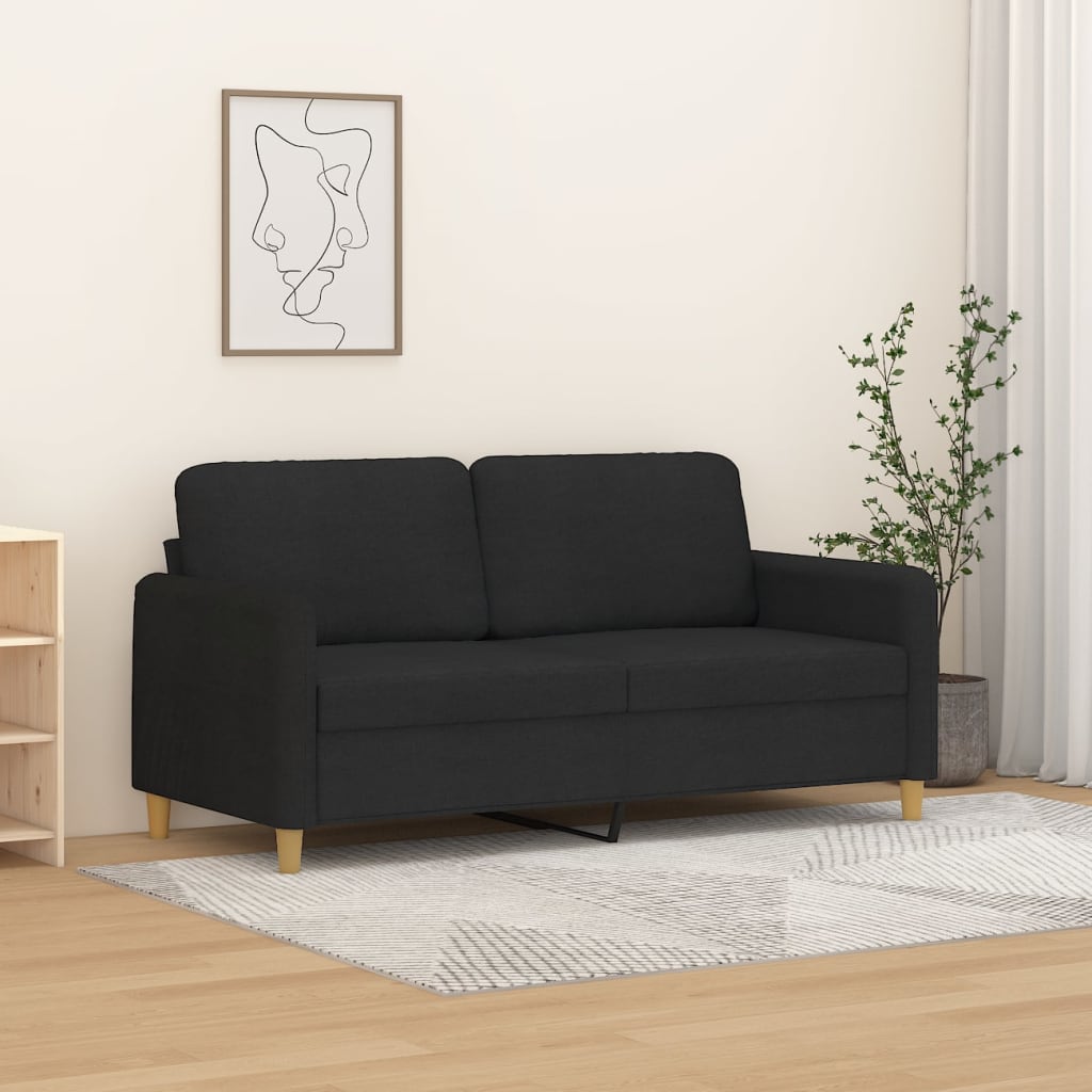 Canapea cu 2 locuri, negru, 140 cm, material textil - Lando
