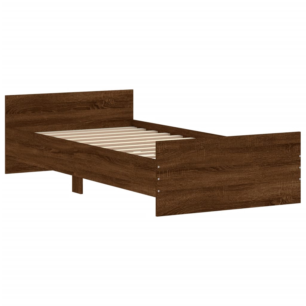 Cadru de pat, stejar maro, 100x200 cm, lemn prelucrat - Lando