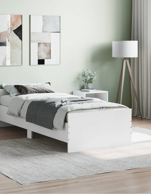 Încărcați imaginea în vizualizatorul Galerie, Cadru de pat mic single, alb, 75x190 cm, lemn prelucrat - Lando
