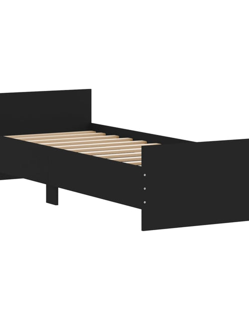 Încărcați imaginea în vizualizatorul Galerie, Cadru de pat mic single, negru, 75x190 cm, lemn prelucrat - Lando
