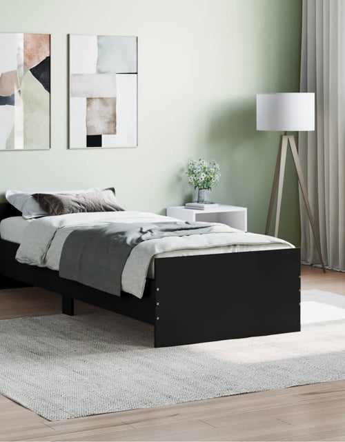 Încărcați imaginea în vizualizatorul Galerie, Cadru de pat mic single, negru, 75x190 cm, lemn prelucrat - Lando
