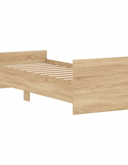 Încărcați imaginea în vizualizatorul Galerie, Cadru de pat mic single stejar sonoma 75x190 cm lemn prelucrat - Lando
