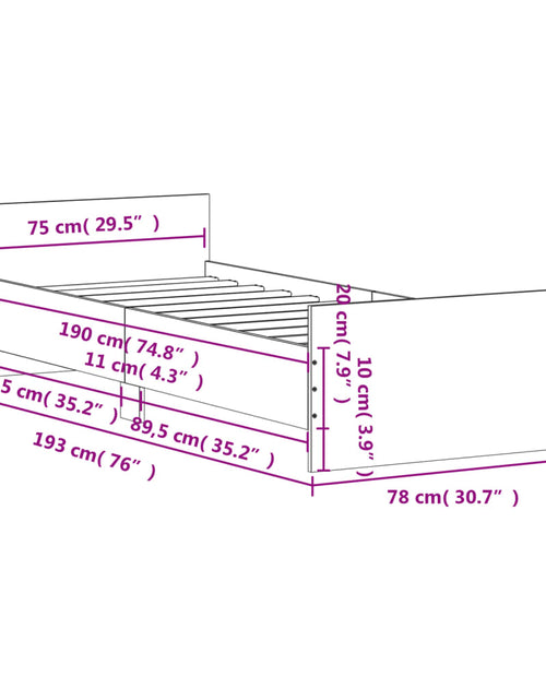 Încărcați imaginea în vizualizatorul Galerie, Cadru de pat mic single stejar sonoma 75x190 cm lemn prelucrat - Lando
