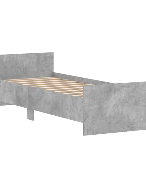 Încărcați imaginea în vizualizatorul Galerie, Cadru de pat mic single, gri beton, 75x190 cm, lemn prelucrat - Lando
