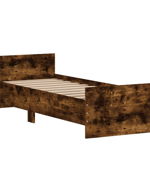 Încărcați imaginea în vizualizatorul Galerie, Cadru de pat mic single stejar fumuriu 75x190 cm lemn prelucrat - Lando
