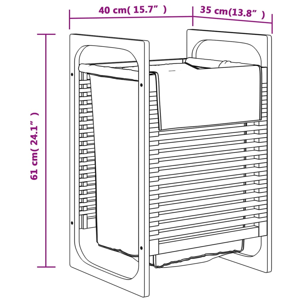 Coș de rufe cu sac gri 32x30x36,5 cm, bambus - Lando