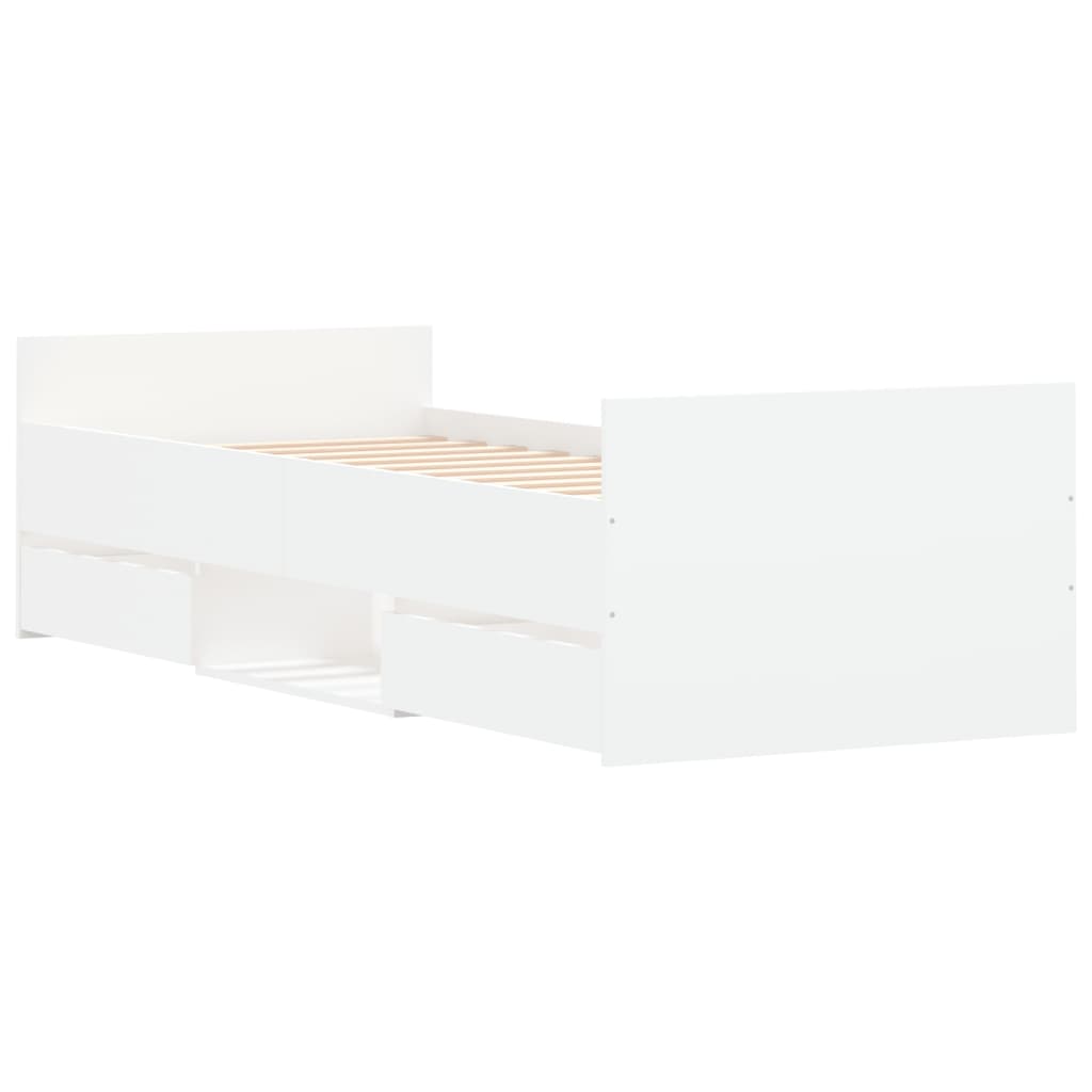 Cadru de pat cu tăblie de cap/picioare, alb, 75x190 cm - Lando