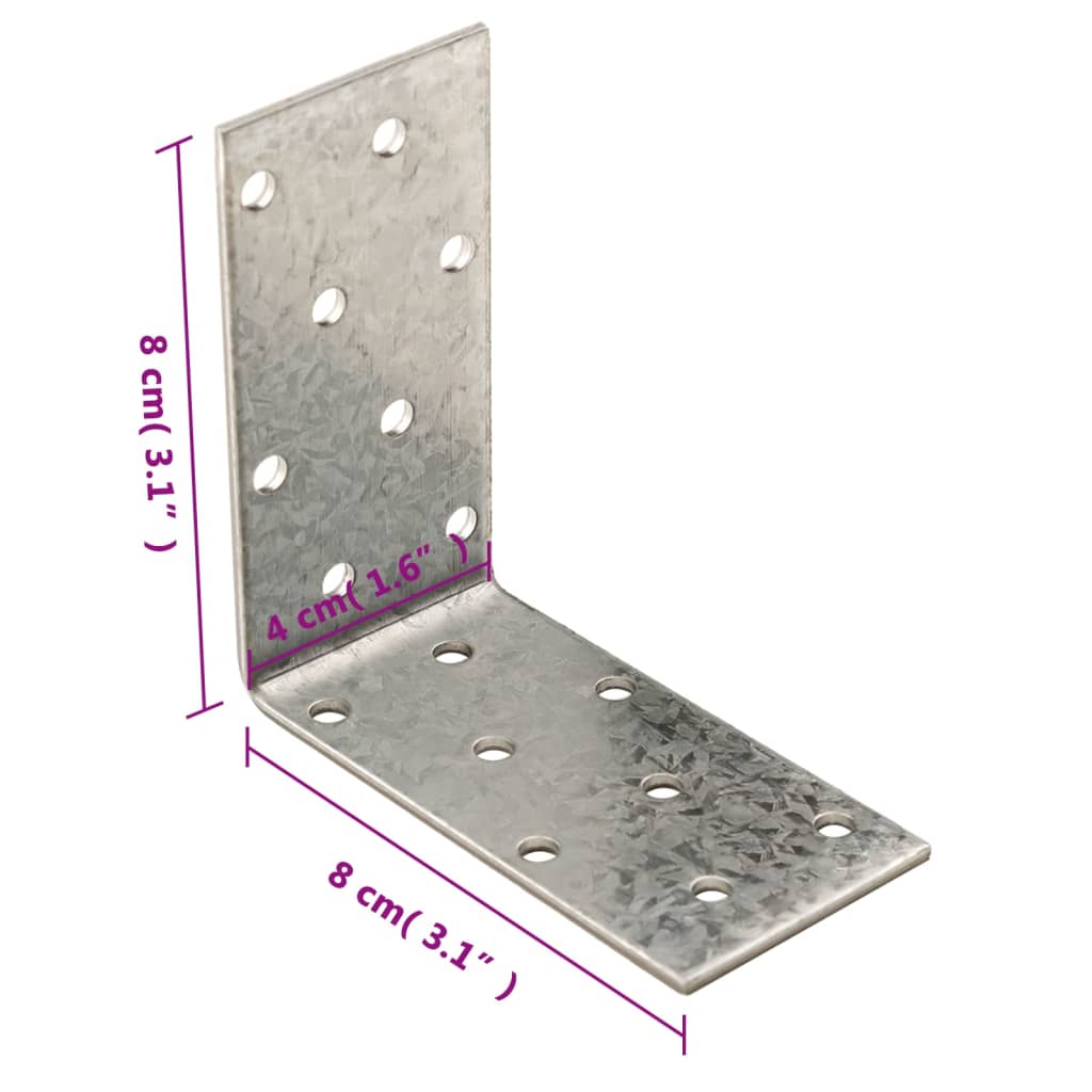 Suporturi unghiulare 40 buc. 2 mm 80x40x80 mm oțel galvanizat Lando - Lando