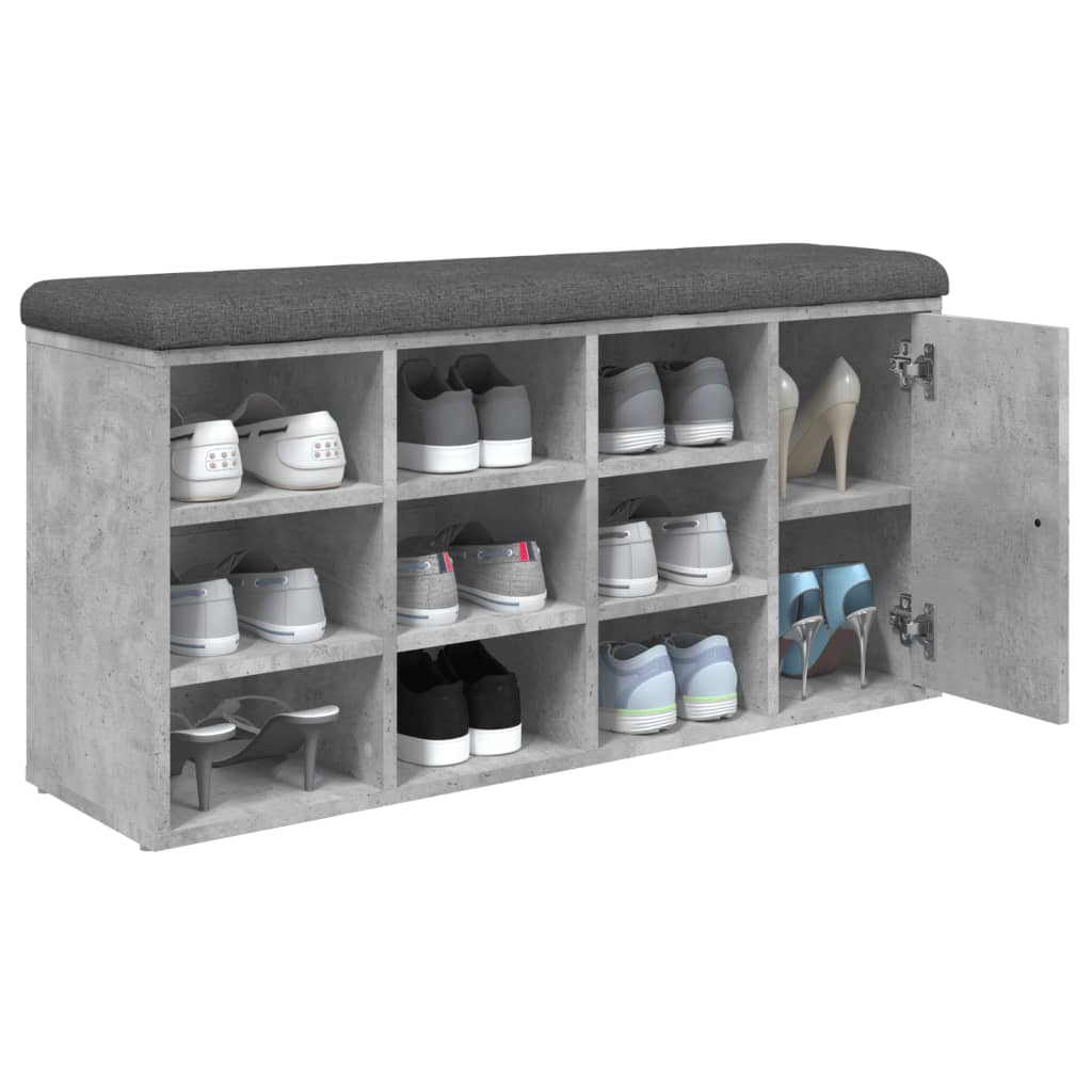Bancă de pantofi, gri beton, 102x32x50 cm, lemn prelucrat - Lando