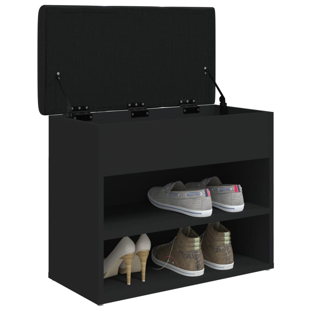 Bancă de pantofi, negru, 62x32x50 cm, lemn prelucrat - Lando