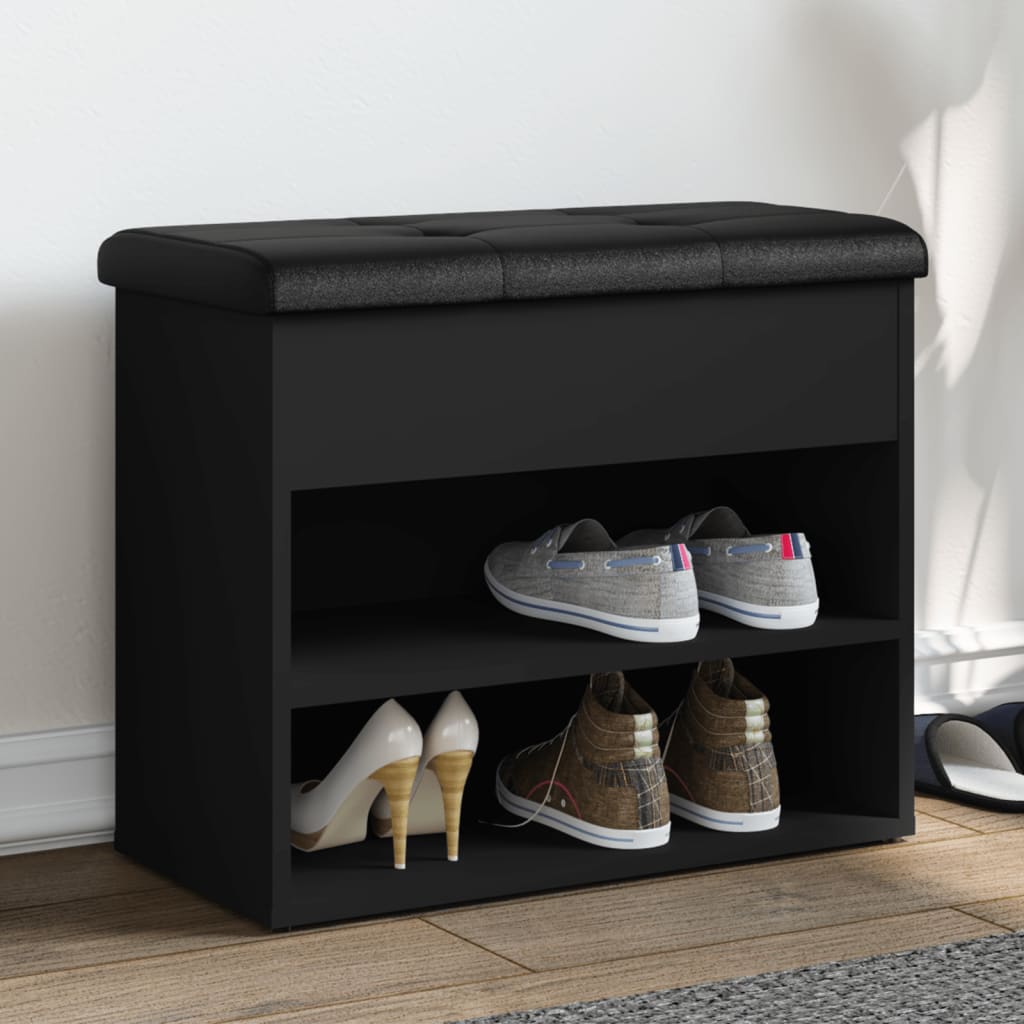 Bancă de pantofi, negru, 62x32x50 cm, lemn prelucrat - Lando