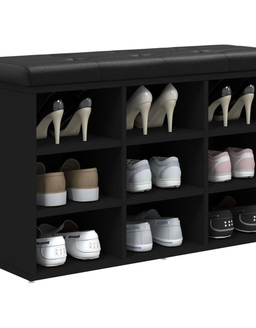 Încărcați imaginea în vizualizatorul Galerie, Bancă de pantofi, negru, 82x32x50 cm, lemn prelucrat - Lando
