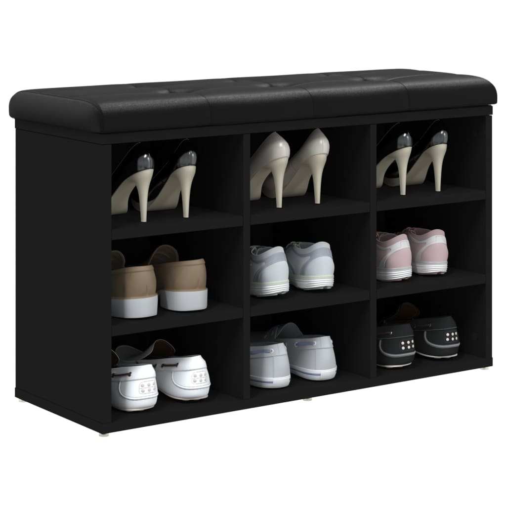 Bancă de pantofi, negru, 82x32x50 cm, lemn prelucrat - Lando