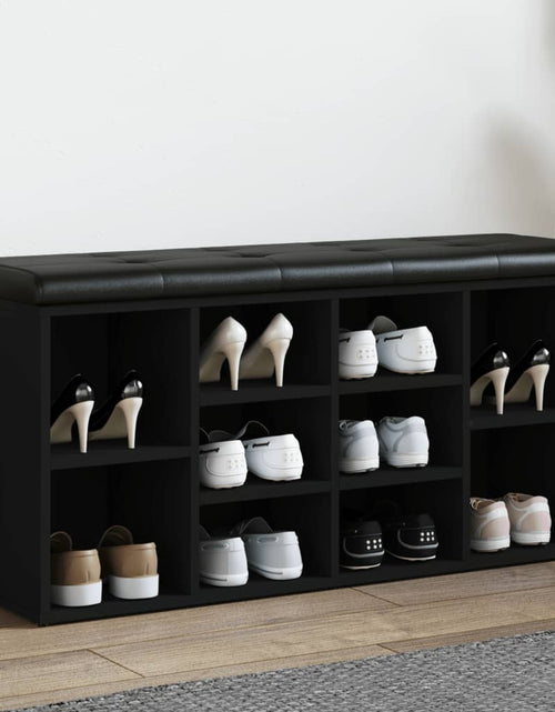 Încărcați imaginea în vizualizatorul Galerie, Bancă de pantofi, negru, 102x32x50 cm, lemn prelucrat - Lando
