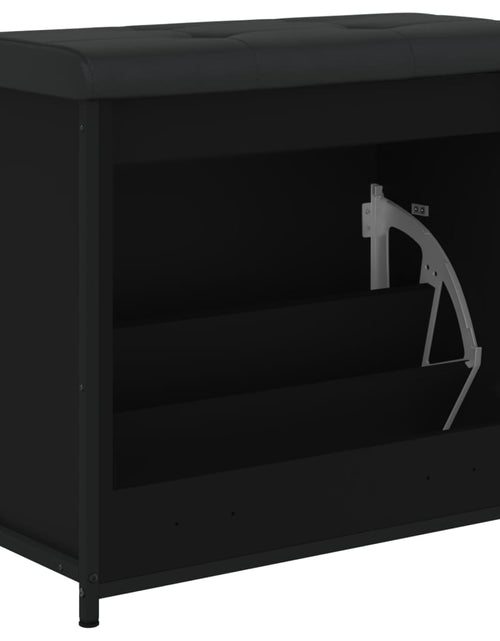 Încărcați imaginea în vizualizatorul Galerie, Bancă pantofi cu sertar rabatabil, negru, 62x32x56 cm - Lando
