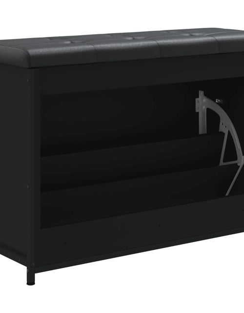 Încărcați imaginea în vizualizatorul Galerie, Bancă pantofi cu sertar rabatabil, negru, 82x32x56 cm - Lando

