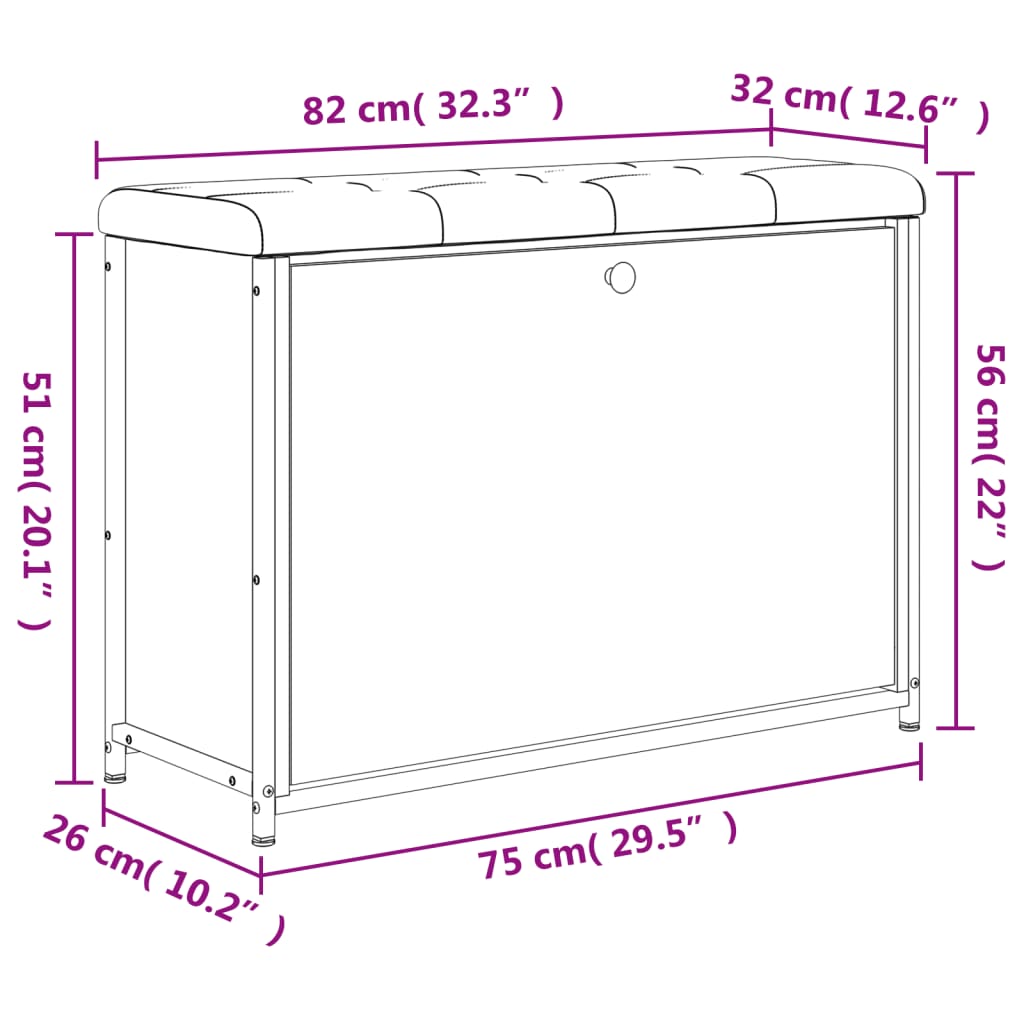 Bancă pantofi cu sertar rabatabil, stejar maro, 82x32x56 cm - Lando