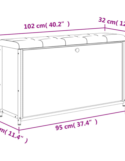 Încărcați imaginea în vizualizatorul Galerie, Bancă de pantofi cu sertar rabatabil, gri sonoma, 102x32x56 cm - Lando
