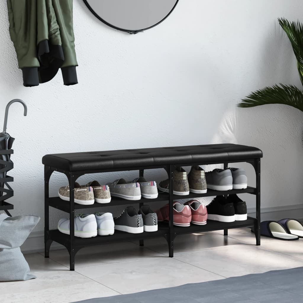 Bancă de pantofi, negru, 102x32x47 cm, lemn prelucrat - Lando