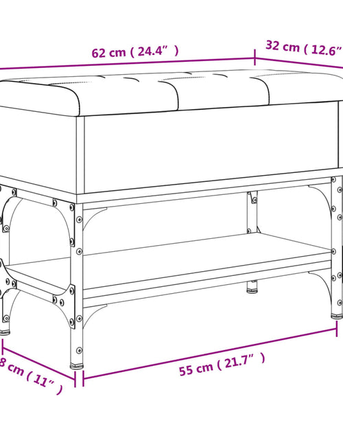 Загрузите изображение в средство просмотра галереи, Bancă de pantofi, negru, 62x32x45 cm, lemn prelucrat - Lando
