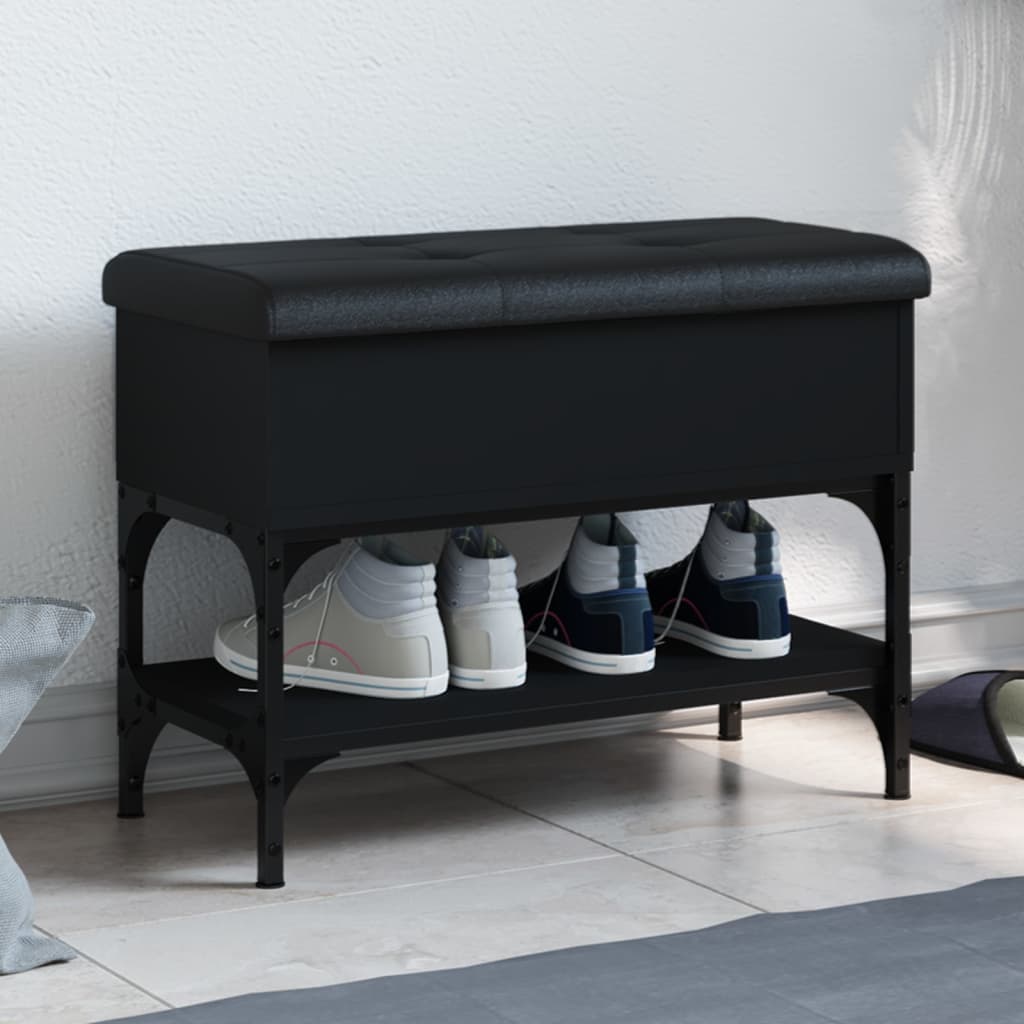 Bancă de pantofi, negru, 62x32x45 cm, lemn prelucrat - Lando