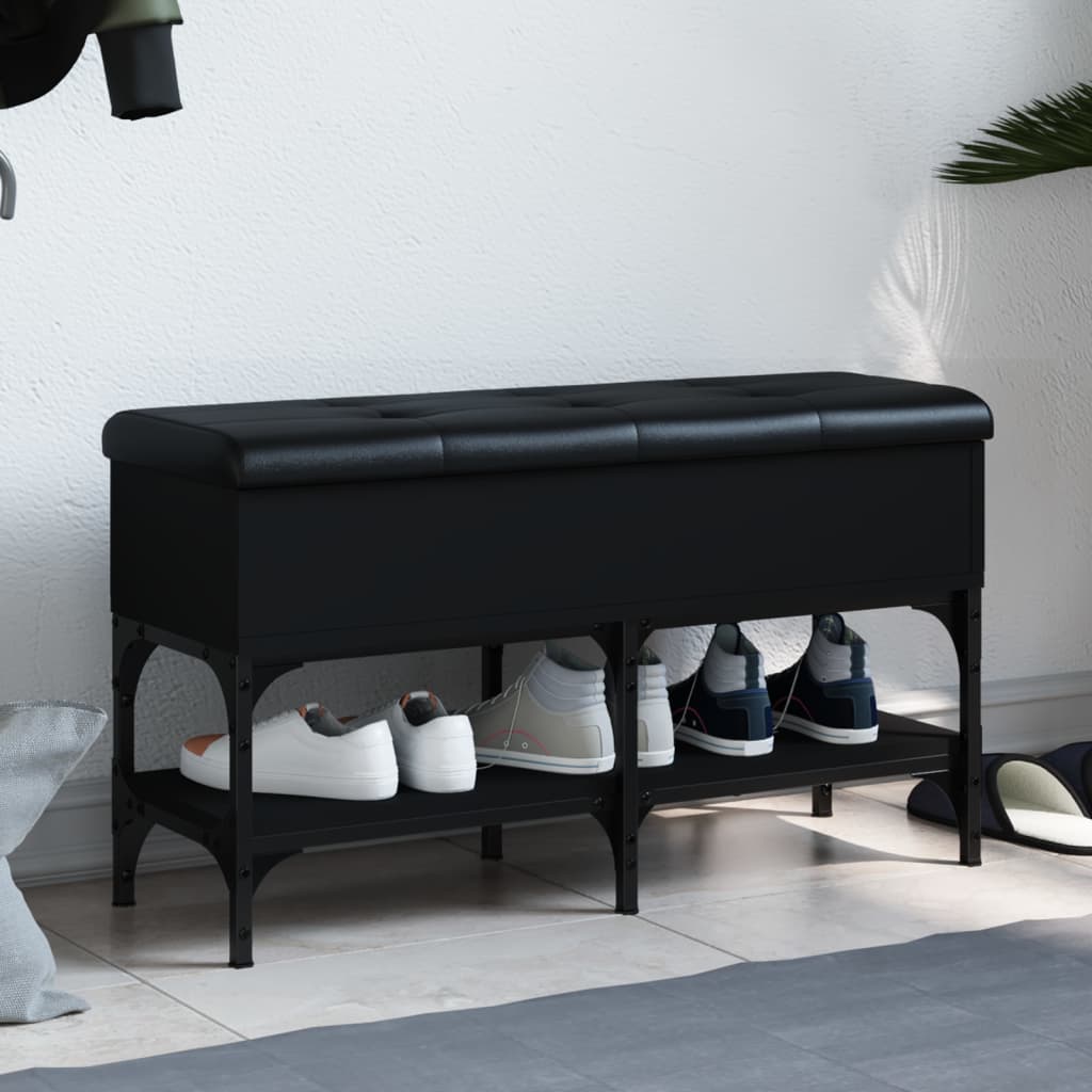 Bancă de pantofi, negru, 82x32x45 cm, lemn prelucrat - Lando