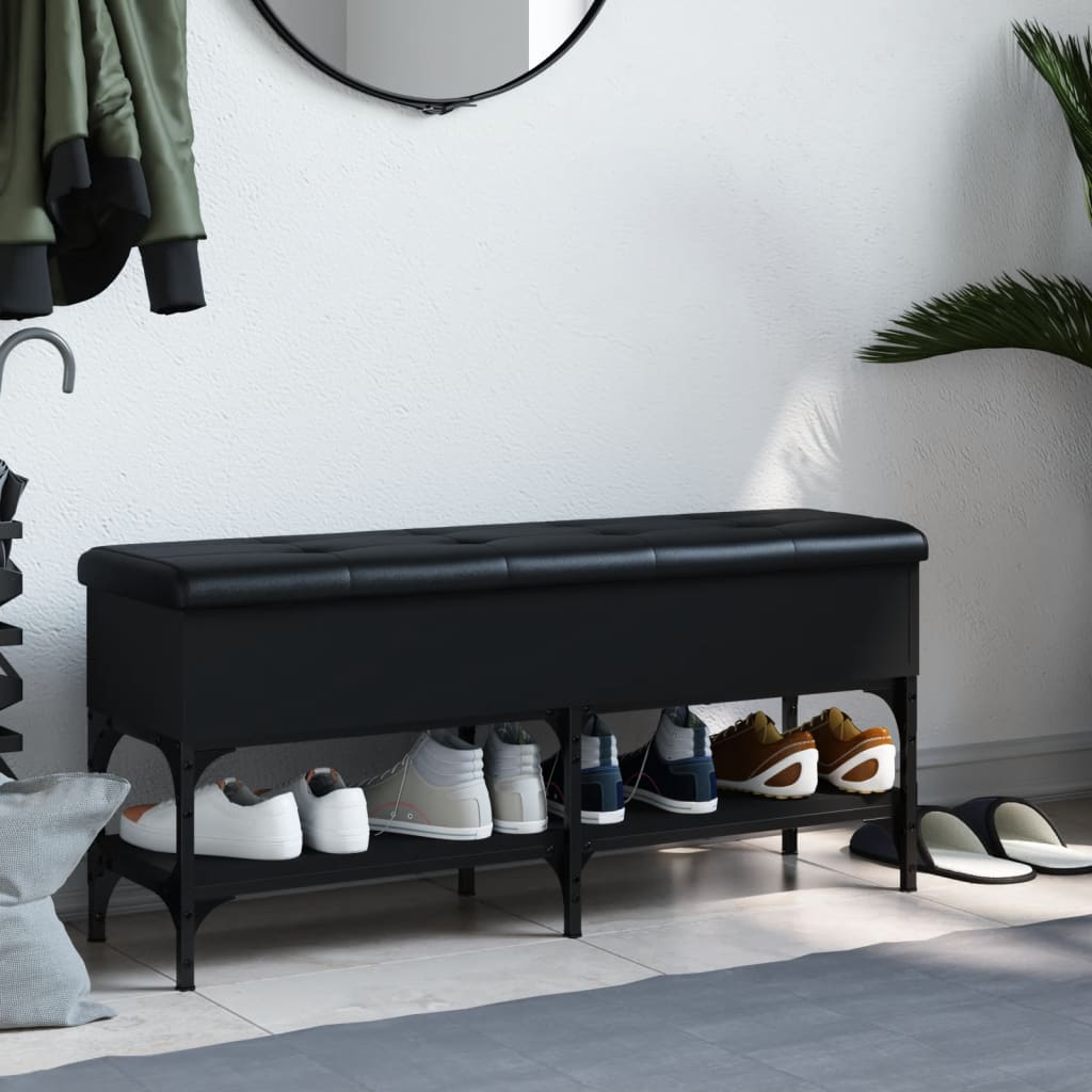 Bancă de pantofi, negru, 102x32x45 cm, lemn prelucrat - Lando
