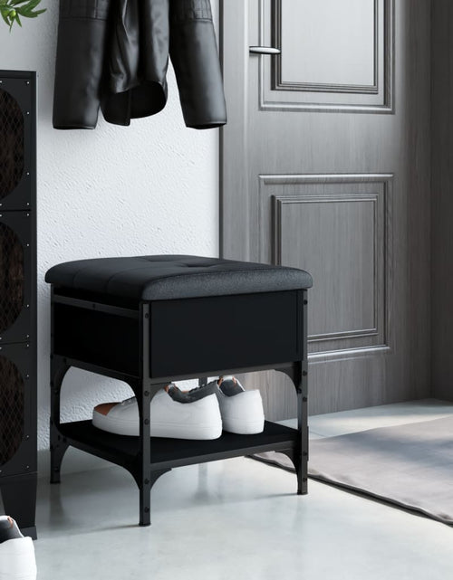 Încărcați imaginea în vizualizatorul Galerie, Bancă de pantofi, negru, 42x42x45 cm, lemn prelucrat - Lando
