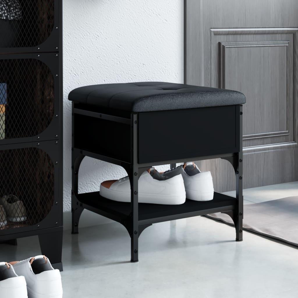 Bancă de pantofi, negru, 42x42x45 cm, lemn prelucrat - Lando