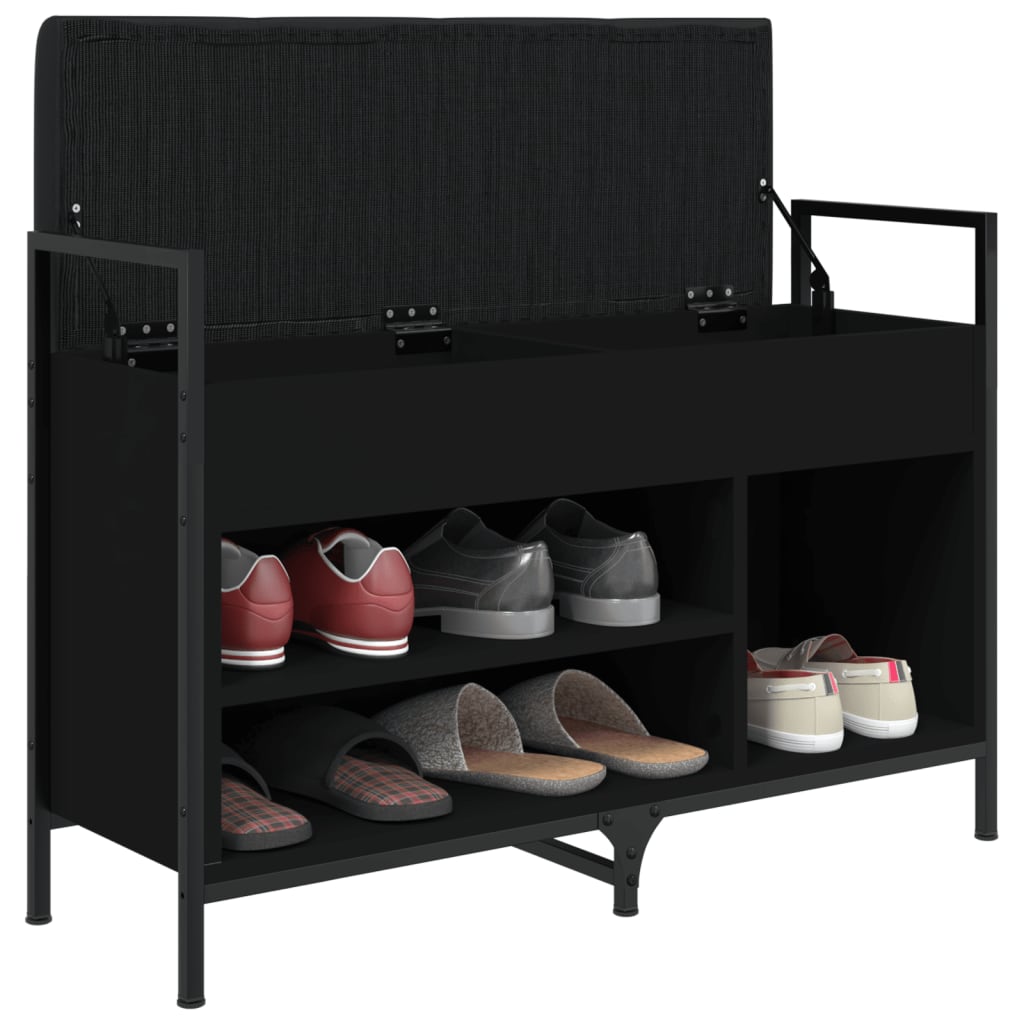 Bancă de pantofi, negru, 85,5x32x57,5 cm, lemn prelucrat - Lando