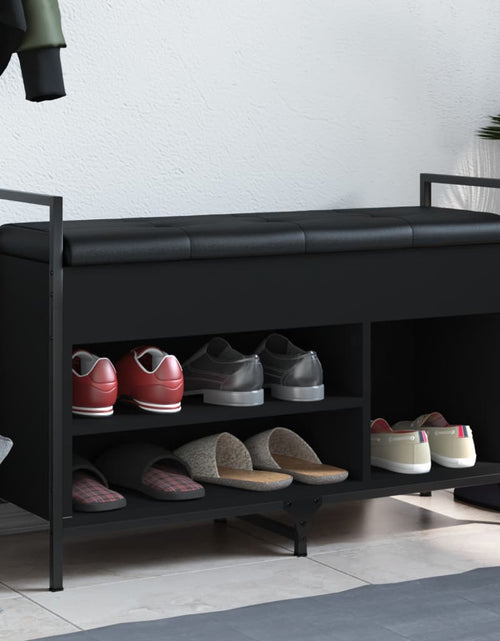 Încărcați imaginea în vizualizatorul Galerie, Bancă de pantofi, negru, 85,5x32x57,5 cm, lemn prelucrat - Lando
