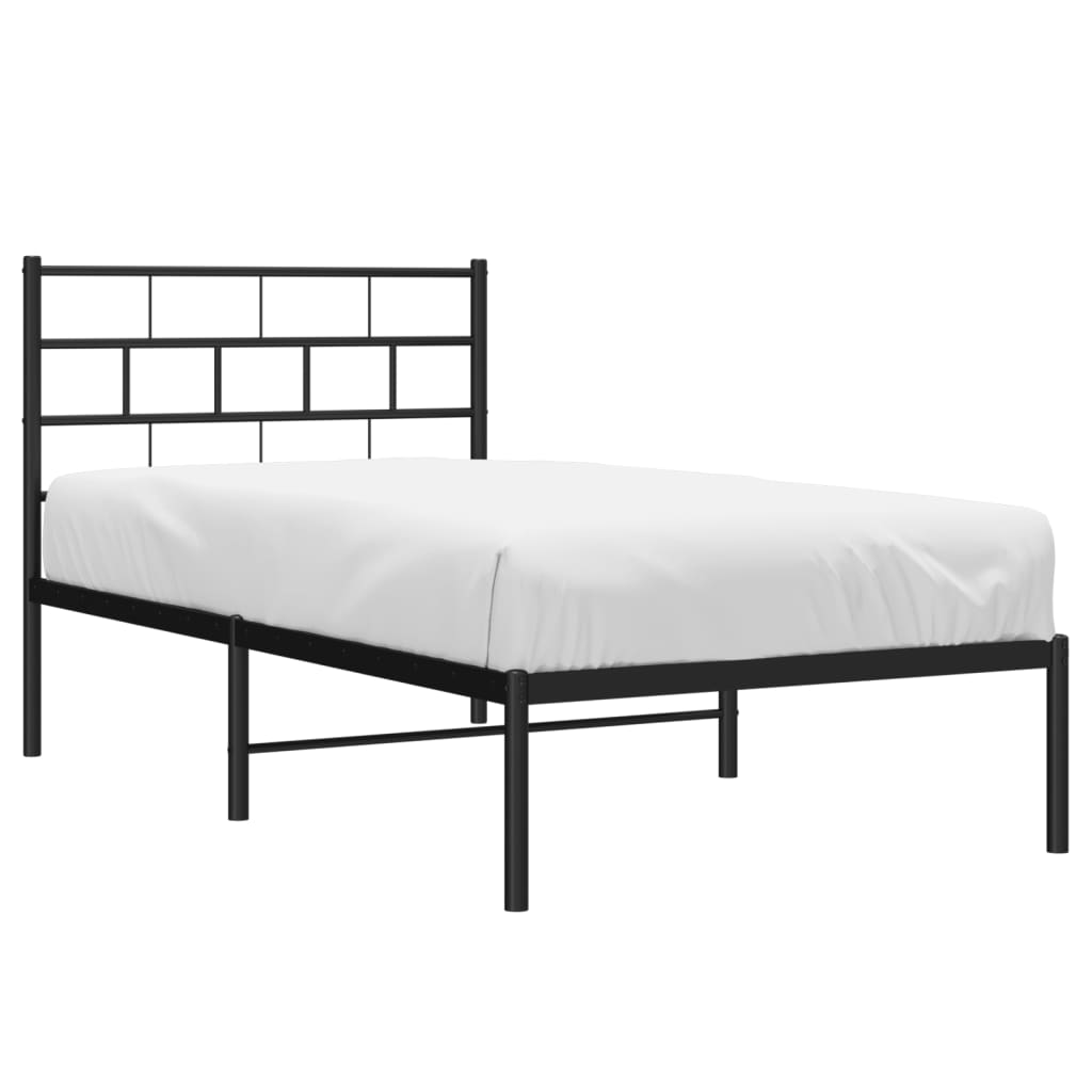 Cadru de pat din metal cu tăblie, negru, 107x203 cm - Lando