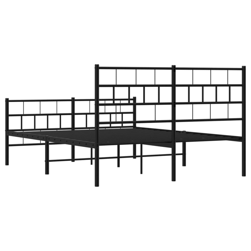 Cadru pat metalic cu tăblie de cap/picioare, negru, 120x190 cm - Lando