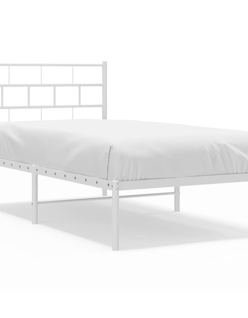 Încărcați imaginea în vizualizatorul Galerie, Cadru de pat metalic cu tăblie, alb, 80x200 cm - Lando
