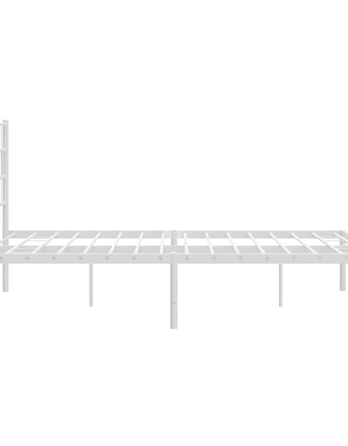 Încărcați imaginea în vizualizatorul Galerie, Cadru de pat metalic cu tăblie, alb, 160x200 cm - Lando
