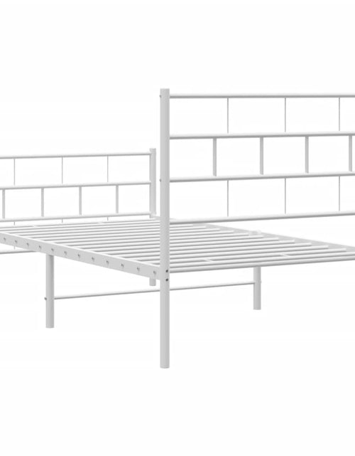 Încărcați imaginea în vizualizatorul Galerie, Cadru de pat metalic cu tăblie de cap/picioare, alb, 100x190 cm - Lando
