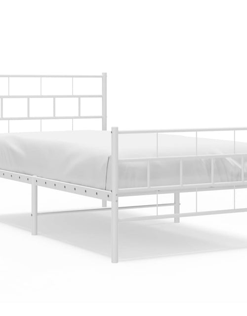Încărcați imaginea în vizualizatorul Galerie, Cadru de pat metalic cu tăblie de cap/picioare, alb, 100x200 cm - Lando
