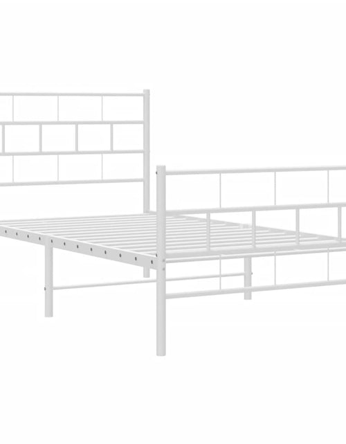 Загрузите изображение в средство просмотра галереи, Cadru de pat metalic cu tăblie de cap/picioare, alb, 107x203 cm - Lando
