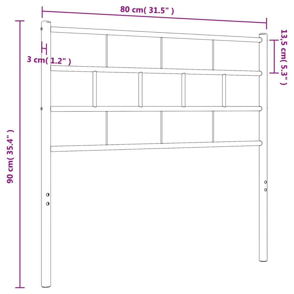 Tăblie de pat metalică, alb, 75 cm - Lando