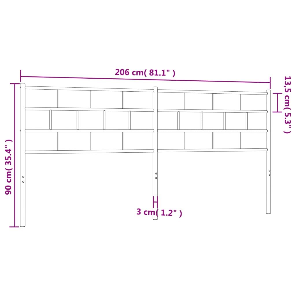 Tăblie de pat metalică, alb, 200 cm - Lando